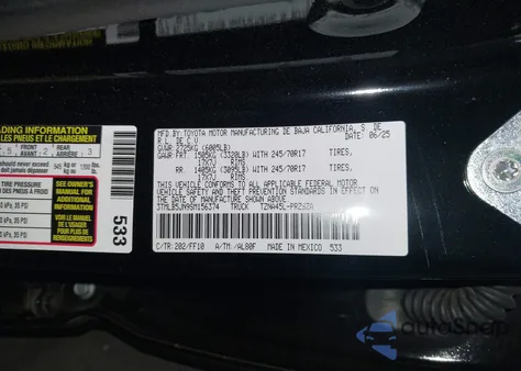 2025 Toyota Tacoma Sr5 z USA, uszkodzony, nr VIN 3TMLB5JN9SM156374